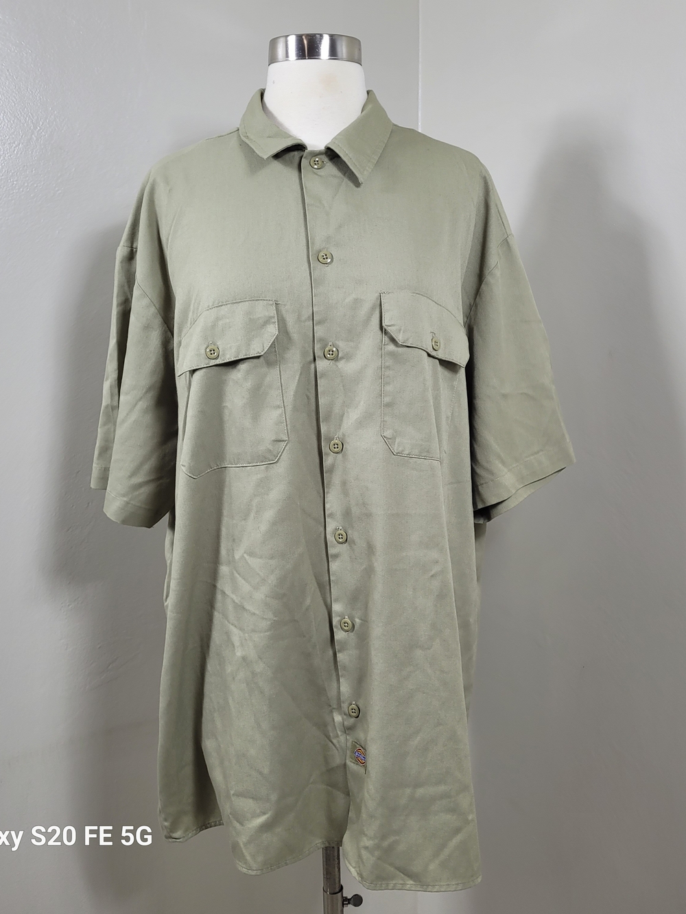 Dickies Beige Short Sleeve Casual Button Up Work Shirt Size XL